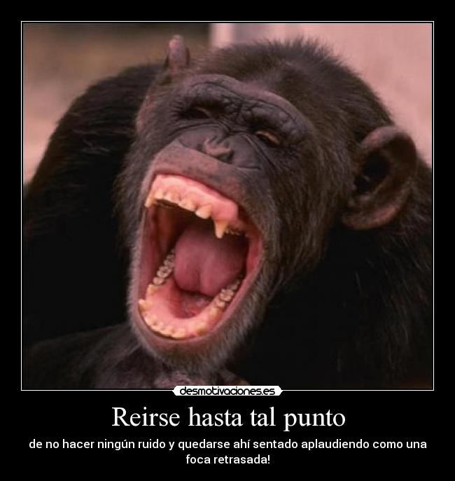Reirse hasta tal punto - de no hacer ningún ruido y quedarse ahí sentado aplaudiendo como una
foca retrasada!