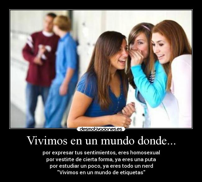 carteles mundo vivir etiquetas homosexual gay puta nerd mundo desmotivaciones