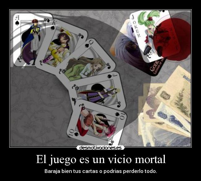 carteles anime code geass juego vicio mortal desmotivaciones