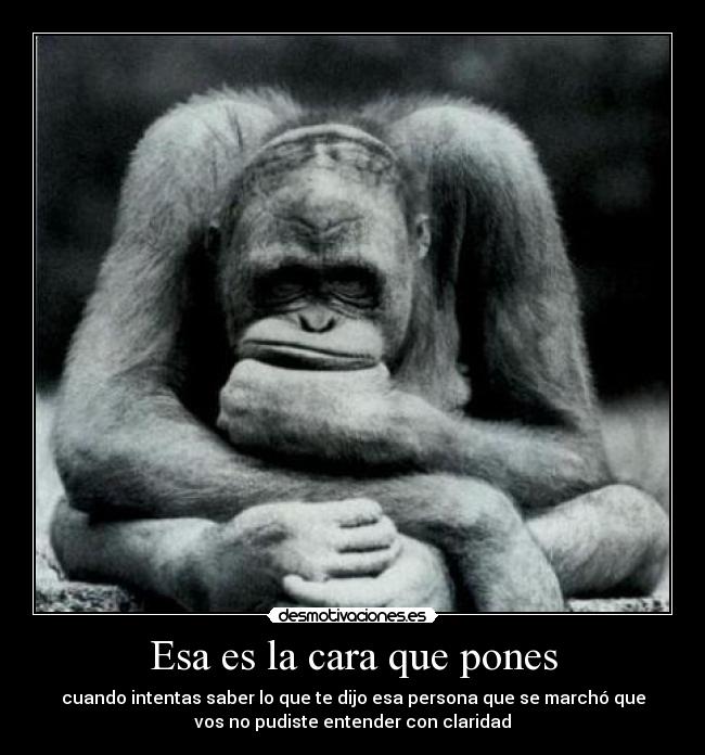 Esa es la cara que pones - cuando intentas saber lo que te dijo esa persona que se marchó que
vos no pudiste entender con claridad