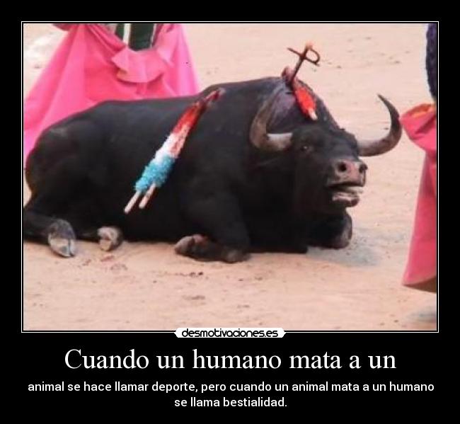 Cuando un humano mata a un - animal se hace llamar deporte, pero cuando un animal mata a un humano
se llama bestialidad.