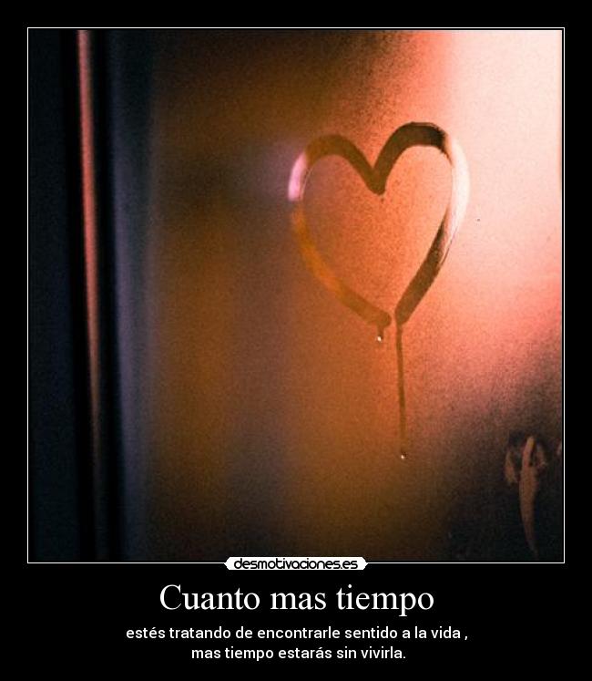 Cuanto mas tiempo - estés tratando de encontrarle sentido a la vida ,
mas tiempo estarás sin vivirla.