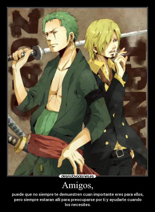 carteles amigos one piece amigos nakamas zoro sanji desmotivaciones