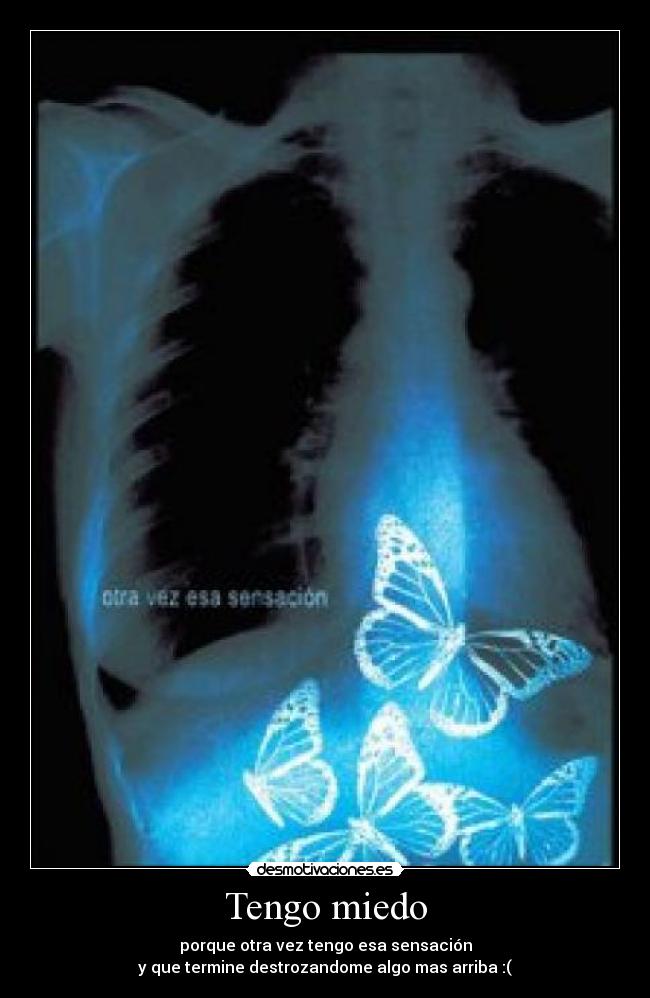 Tengo miedo - porque otra vez tengo esa sensación
y que termine destrozandome algo mas arriba :(