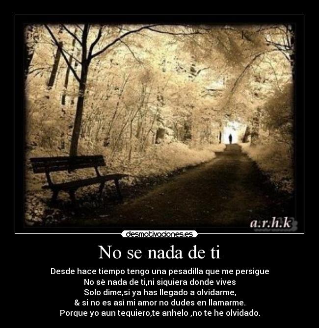 No se nada de ti -