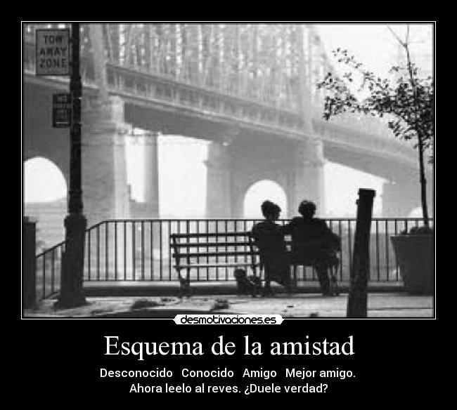 Esquema de la amistad - Desconocido → Conocido → Amigo → Mejor amigo. 
Ahora leelo al reves. ¿Duele verdad?