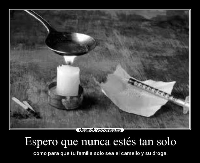 Espero que nunca estés tan solo - como para que tu familia solo sea el camello y su droga.