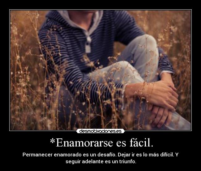 *Enamorarse es fácil. - Permanecer enamorado es un desafío. Dejar ir es lo más difícil. Y
seguir adelante es un triunfo.