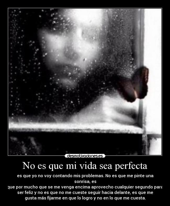 No es que mi vida sea perfecta -