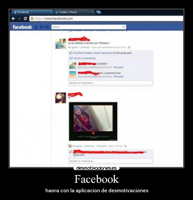 Facebook - haora con la aplicacion de desmotivaciones