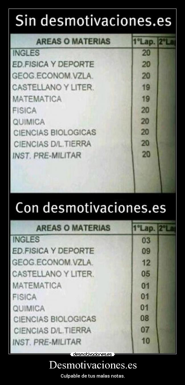 Desmotivaciones.es - Culpable de tus malas notas.