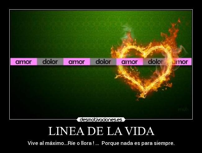 LINEA DE LA VIDA - Vive al máximo...Ríe o llora ! ... Porque nada es para siempre.