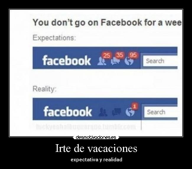 Irte de vacaciones - expectativa y realidad