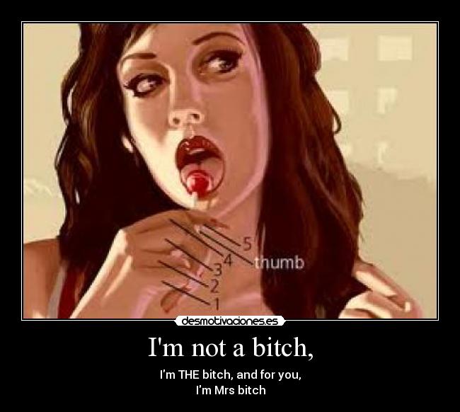Im not a bitch, - Im THE bitch, and for you,
Im Mrs bitch