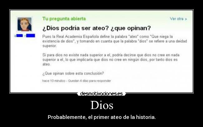 Dios - Probablemente, el primer ateo de la historia.