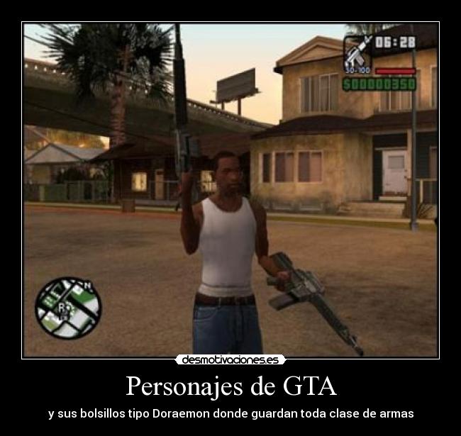 Personajes de GTA - y sus bolsillos tipo Doraemon donde guardan toda clase de armas