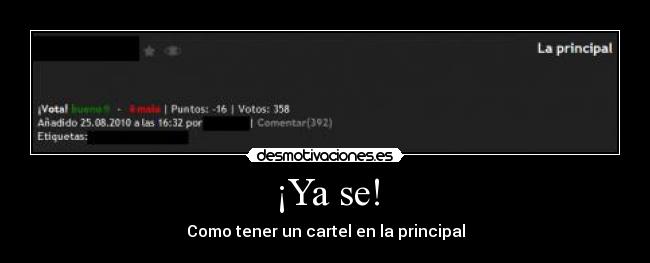 ¡Ya se! - Como tener un cartel en la principal