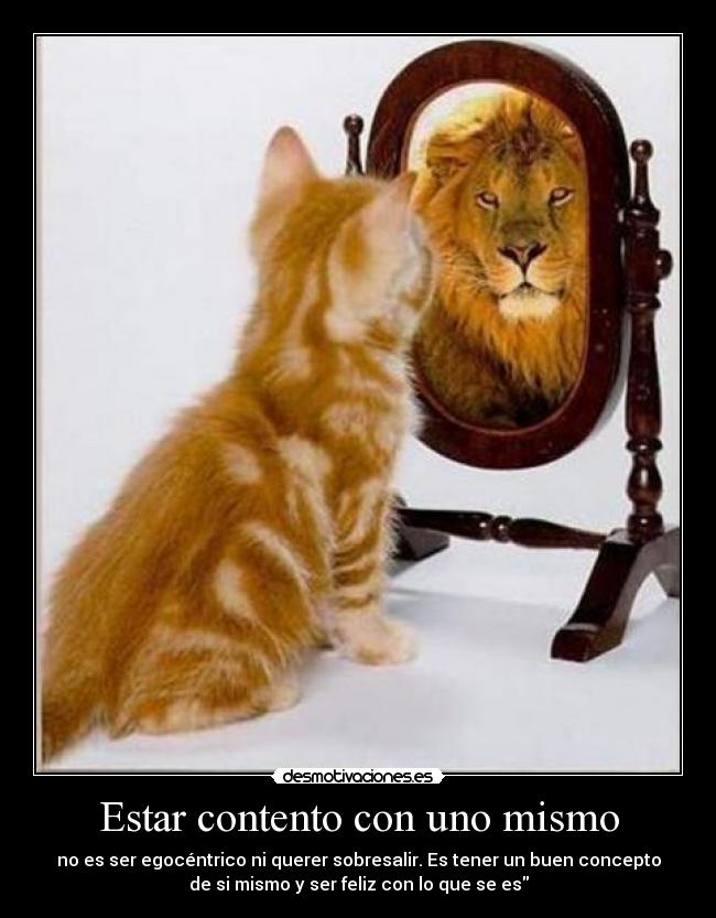 Estar contento con uno mismo - no es ser egocéntrico ni querer sobresalir. Es tener un buen concepto
de si mismo y ser feliz con lo que se es