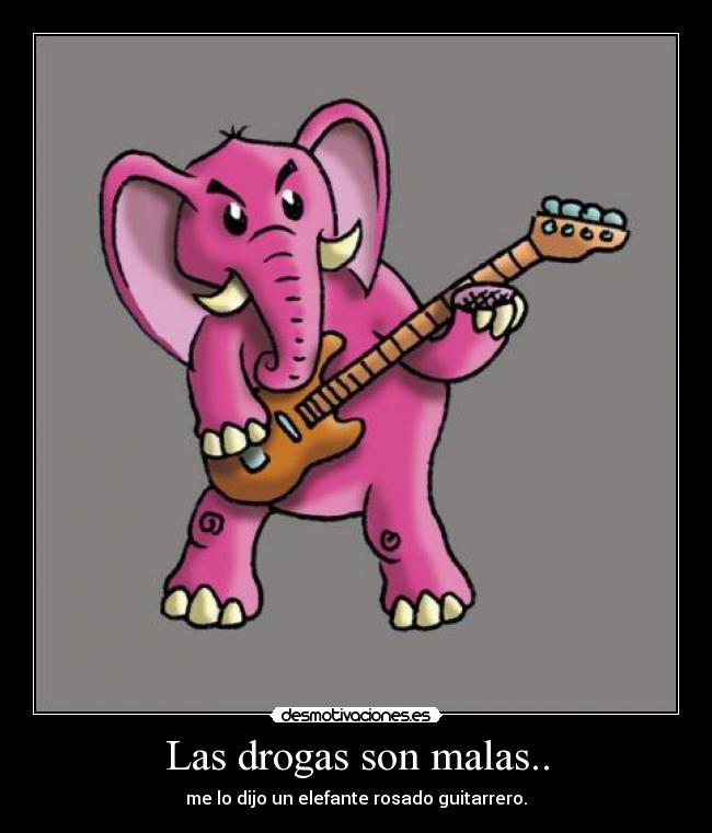 Las drogas son malas.. - me lo dijo un elefante rosado guitarrero.