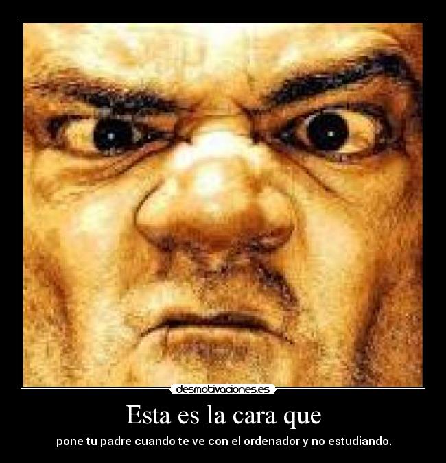 Esta es la cara que - pone tu padre cuando te ve con el ordenador y no estudiando.
