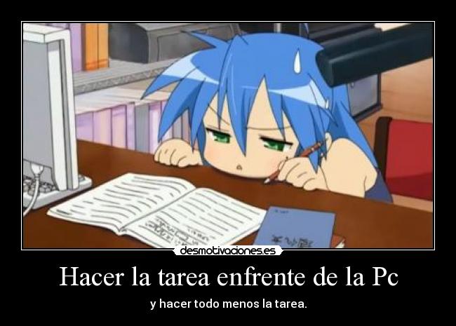 carteles konata izumi lucky star nahabianime anime tarea desmotivaciones