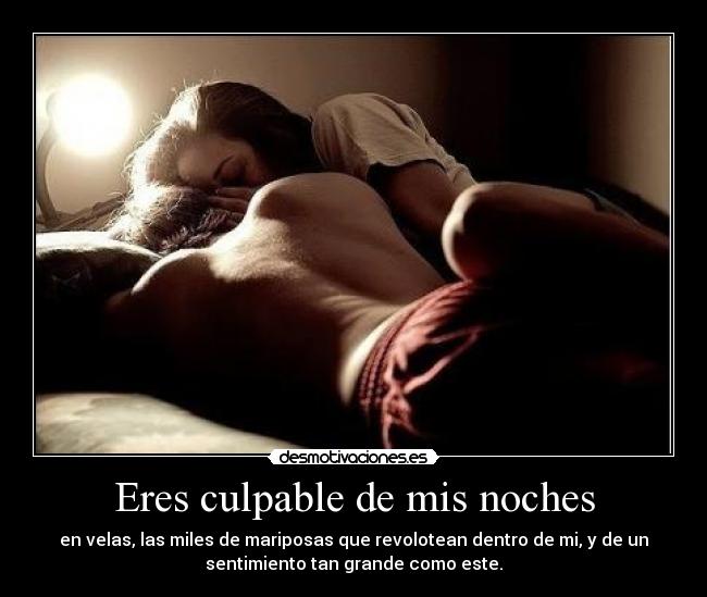 Eres culpable de mis noches - en velas, las miles de mariposas que revolotean dentro de mi, y de un
sentimiento tan grande como este.