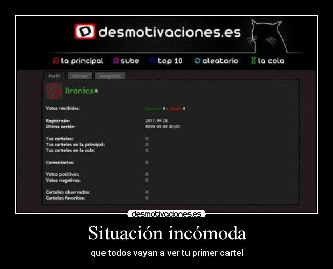 Situación incómoda - que todos vayan a ver tu primer cartel