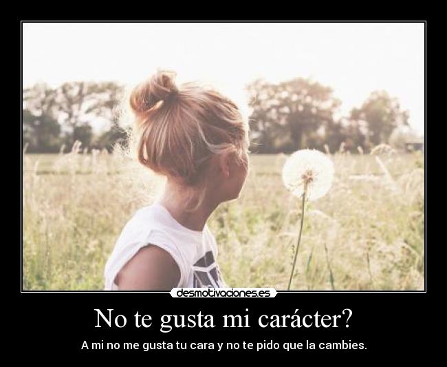 No te gusta mi carácter? - A mi no me gusta tu cara y no te pido que la cambies.