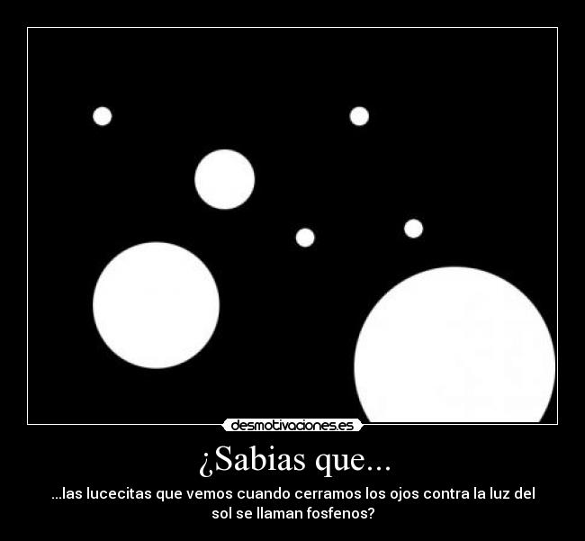 ¿Sabias que... - ...las lucecitas que vemos cuando cerramos los ojos contra la luz del
sol se llaman fosfenos?