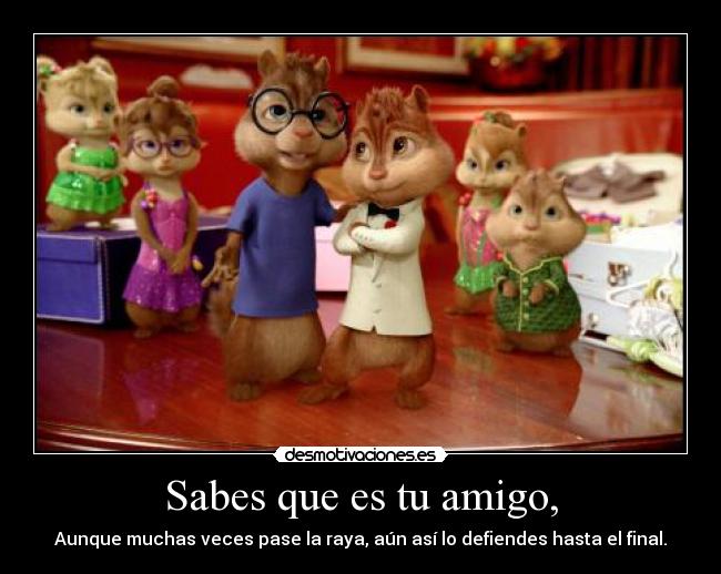 Sabes que es tu amigo, - Aunque muchas veces pase la raya, aún así lo defiendes hasta el final.