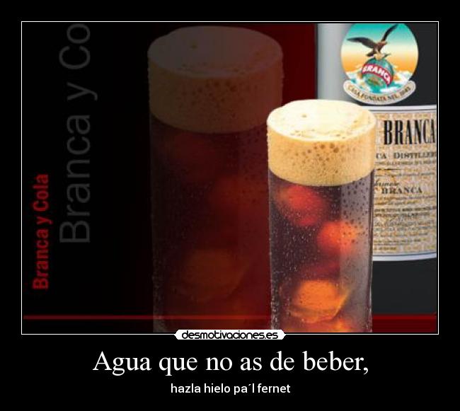 Agua que no as de beber, - hazla hielo pa´l fernet