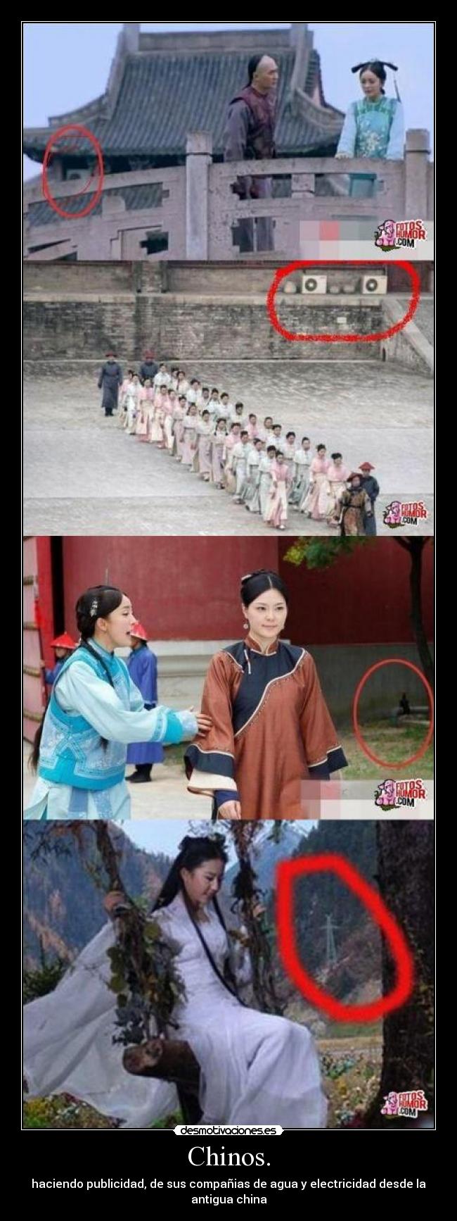 Chinos. - haciendo publicidad, de sus compañias de agua y electricidad desde la antigua china