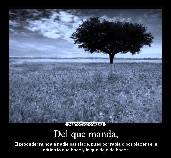 Del que manda, - El proceder nunca a nadie satisface, pues por rabia o por placer se le
critica lo que hace y lo que deja de hacer.