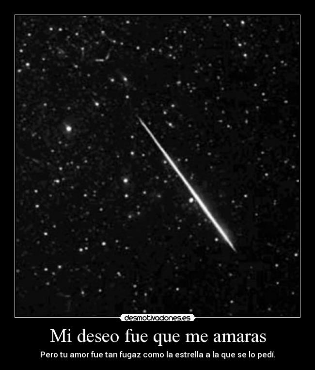 Mi deseo fue que me amaras - Pero tu amor fue tan fugaz como la estrella a la que se lo pedí.