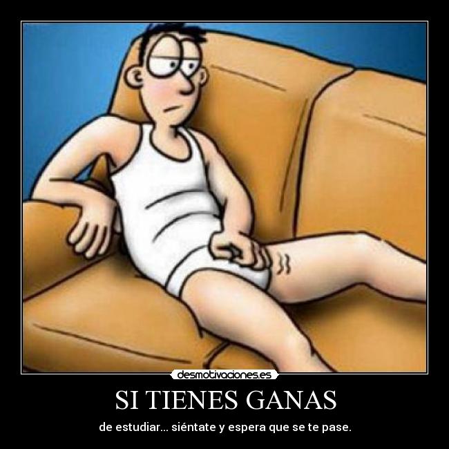 SI TIENES GANAS - de estudiar... siéntate y espera que se te pase.