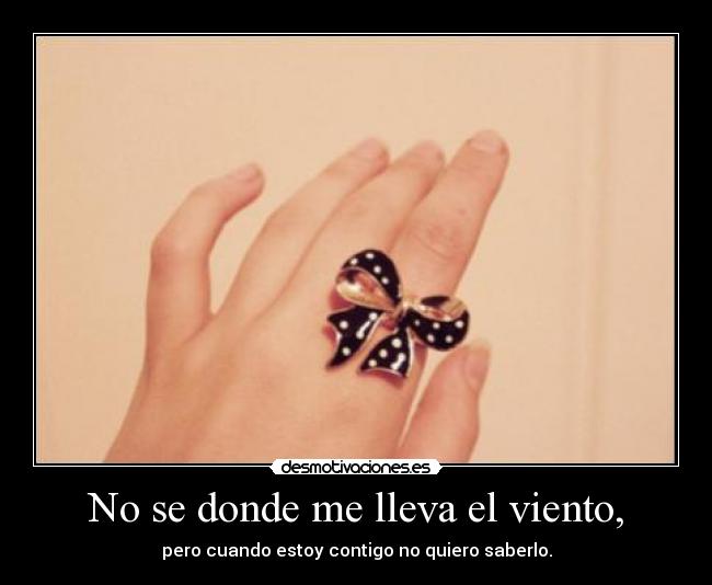 No se donde me lleva el viento, - pero cuando estoy contigo no quiero saberlo.