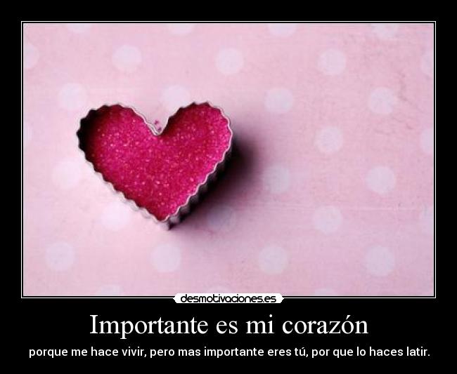 Importante es mi corazón - porque me hace vivir, pero mas importante eres tú, por que lo haces latir.