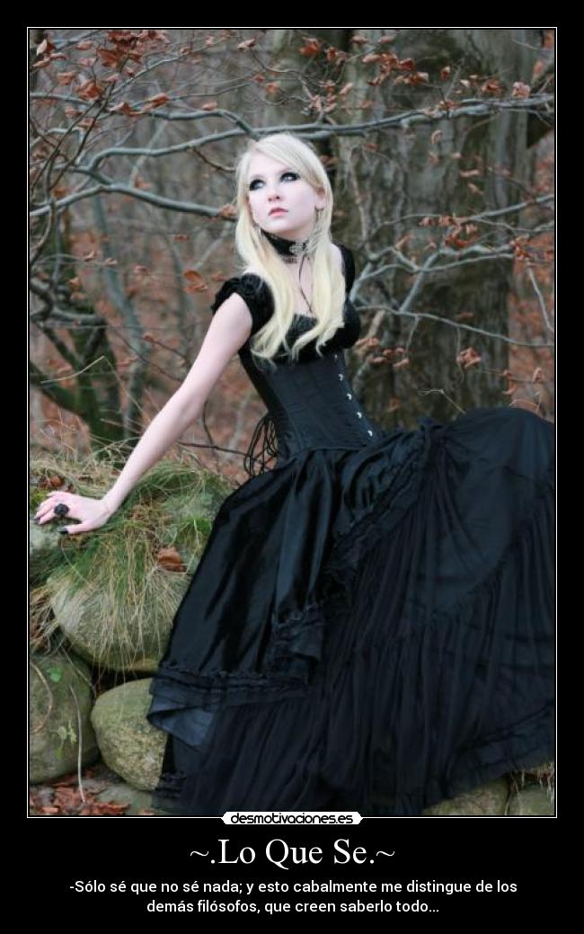 ~.Lo Que Se.~ - -Sólo sé que no sé nada; y esto cabalmente me distingue de los
demás filósofos, que creen saberlo todo...