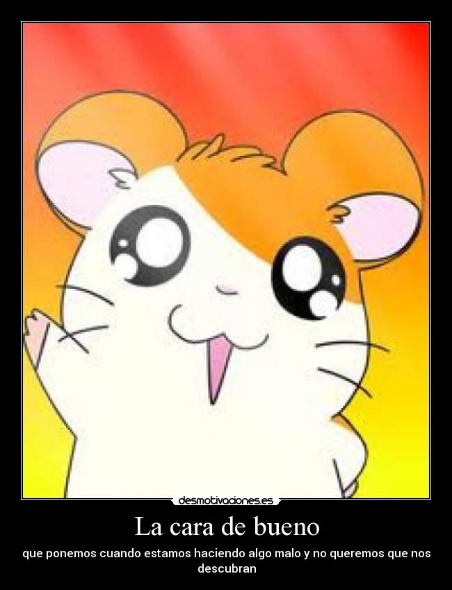 La cara de bueno - que ponemos cuando estamos haciendo algo malo y no queremos que nos descubran