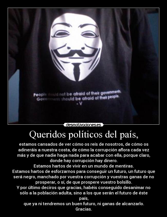 Queridos políticos del país, -