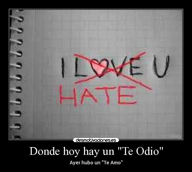 Donde hoy hay un Te Odio - Ayer hubo un Te Amo