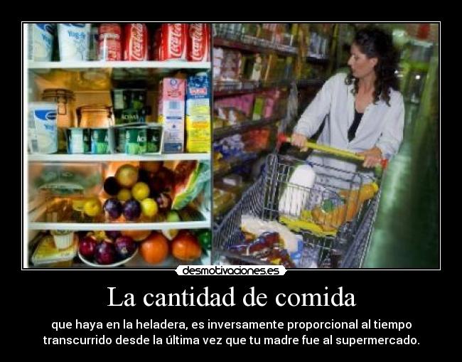 La cantidad de comida - que haya en la heladera, es inversamente proporcional al tiempo
transcurrido desde la última vez que tu madre fue al supermercado.