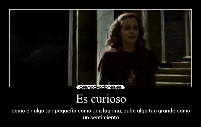 Es curioso - como en algo tan pequeño como una lágrima, cabe algo tan grande como
un sentimiento