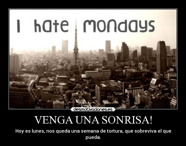 VENGA UNA SONRISA! - Hoy es lunes, nos queda una semana de tortura, que sobreviva el que pueda.