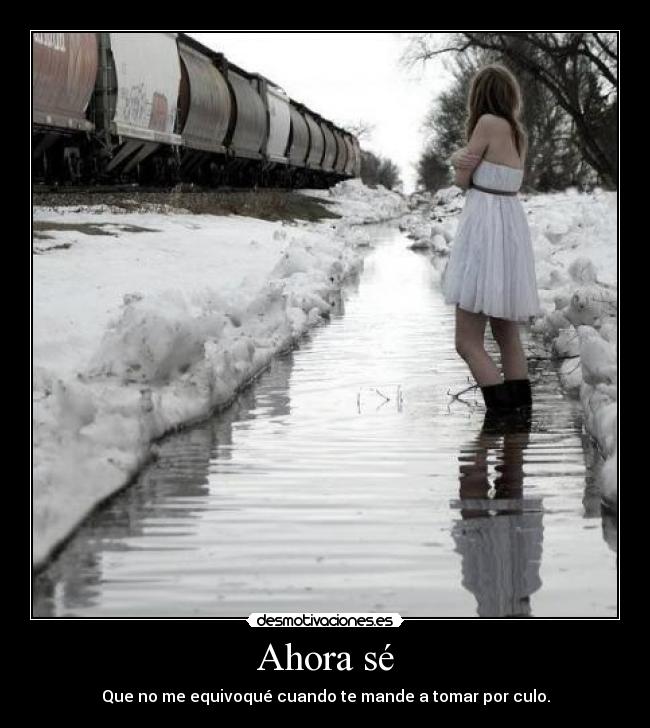 Ahora sé - Que no me equivoqué cuando te mande a tomar por culo.