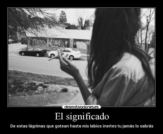 El significado - De estas lágrimas que gotean hasta mis labios inertes tu jamás lo sabrás