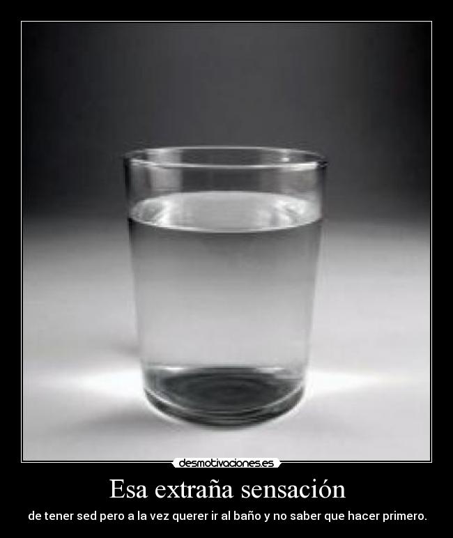 Esa extraña sensación - de tener sed pero a la vez querer ir al baño y no saber que hacer primero.