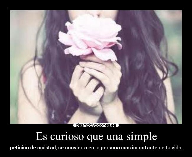 Es curioso que una simple - petición de amistad, se convierta en la persona mas importante de tu vida.