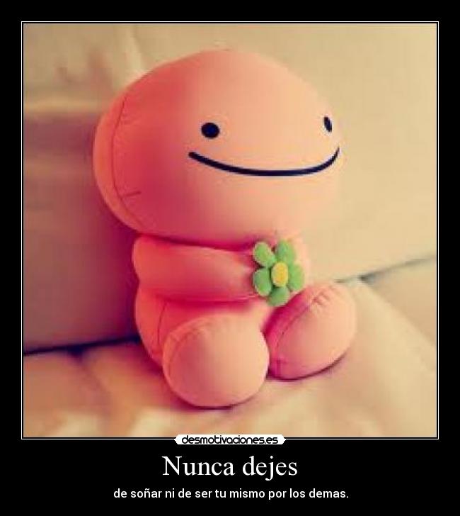Nunca dejes - de soñar ni de ser tu mismo por los demas.