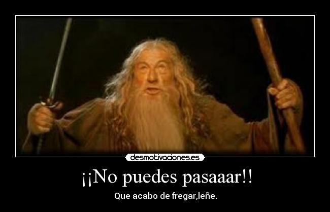 ¡¡No puedes pasaaar!! - Que acabo de fregar,leñe.